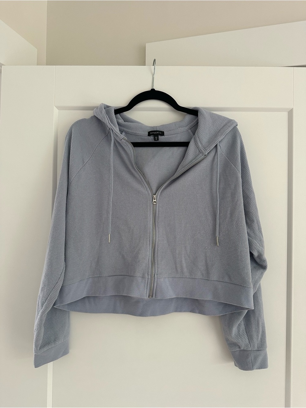 Dynamite Light Blue Waffle-Knit Zip Hoodie & Matching Shorts